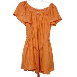 FINDERS KEEPERS Better Days Ruffle Dress Off-Shoulder Tie-Waist Orange Size XS